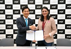Mariam El Bacha, CEO Cinepax with JongRyul Kim, CEO of CJ 4DPLEX