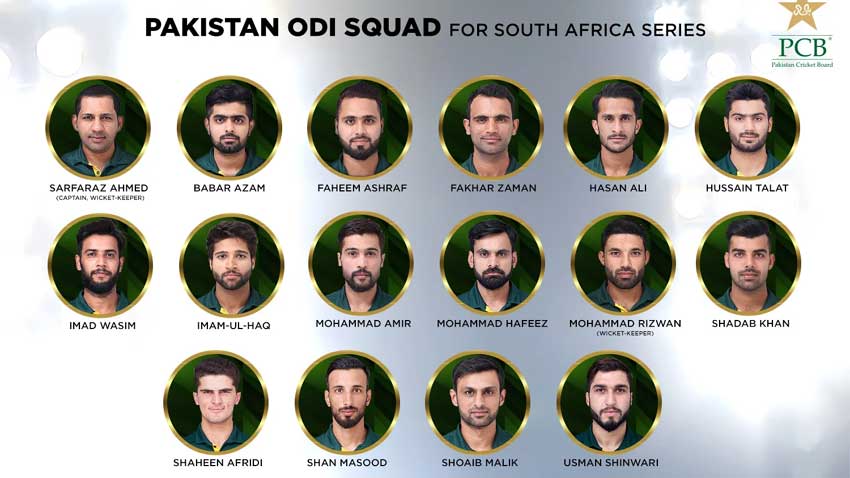 Pakistan squad for South Africa ODIs