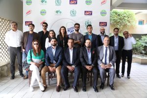 Fahad Ashraf, Malik Amin Aslam, Jerjees Seja at the press briefing