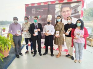 Famous Italian Chef Marco Saracino with the participants of culinary training workshop at Beach Luxury Hotel today. The event was part of Italian Cuisine Week being celebrated in karachi from 9th to 16t