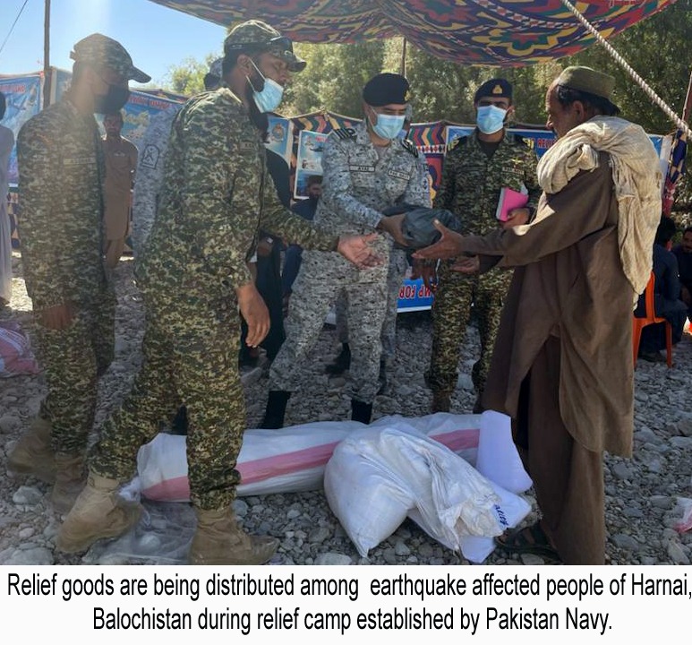 Pakistan Navy provides relief assistance to earthquake affectees in balochistan
