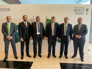 (R-L) Pakistani delegation at Saudi-Pak Investment Forum Mohammad Omer - Executive Director Commercial- LCBDDA , Mr. Fawad Mukhtar - CEO Fatima Group , Mr. Sohail Tabba - CEO Lucky Group , Mr. Arif Habib -