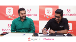 Foodpanda X Savyour Signing Ceremony -[L to R] Nauman Sikandar Mirza, CEO, foodpanda Pakistan and Umair Gadit, CEO & co-founder, Savyour
