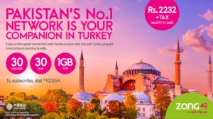 Zong offers International Roaming Bundle for Turkey