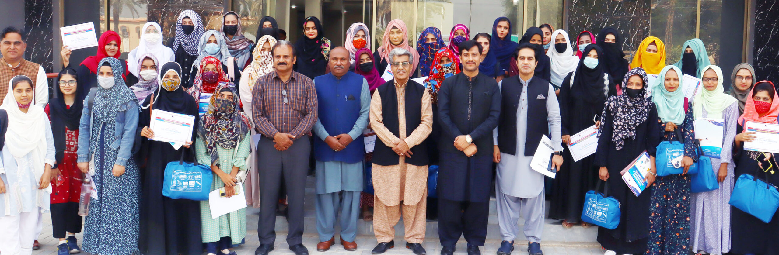 Certificate distributed among the girls students at students societies centre.