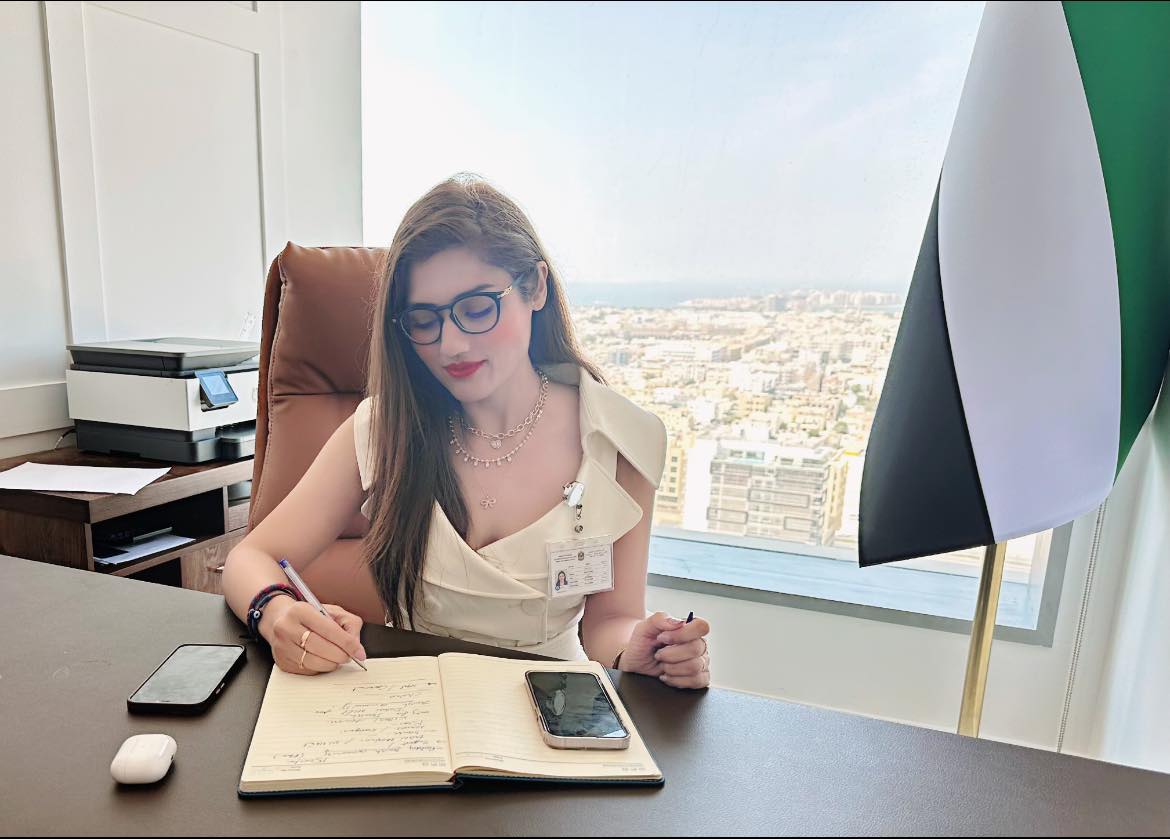 Saman Abid with Kabir K.V. at Conrad Hotel UAE.