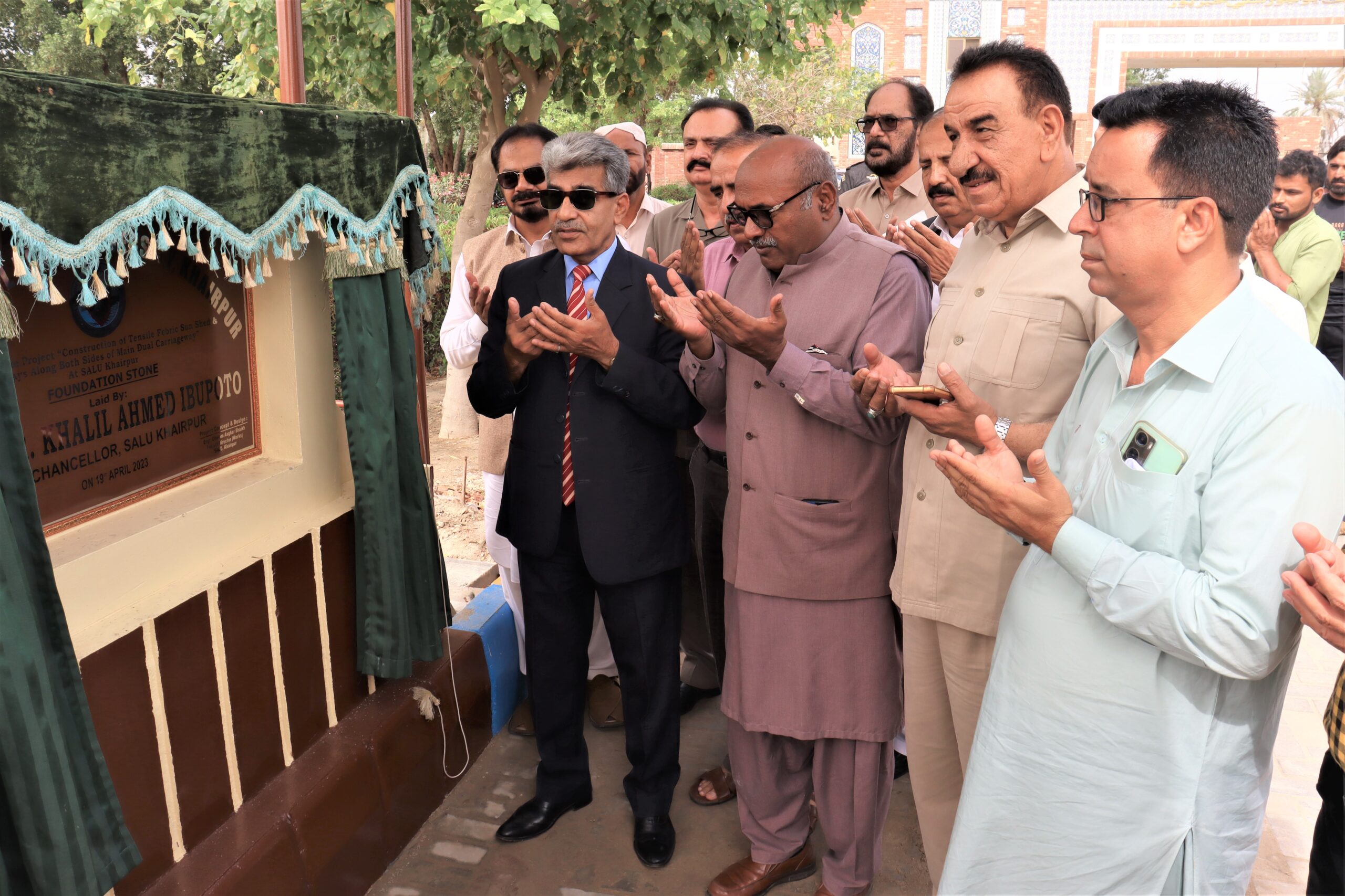 DR. KHALIL AHMED IBUPOTO LAID THE FOUNDATION STONE OF FABRIC SUN SHED AND PATHWAY.