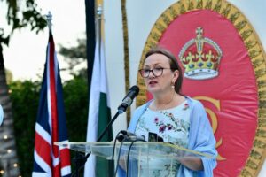 British Deputy High Commissioner in Karachi Sarah Mooney addressing the audience