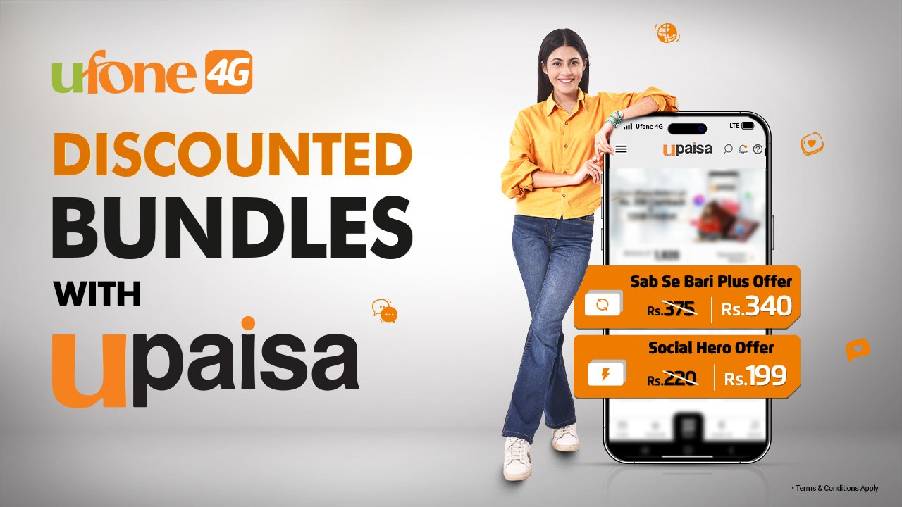 UPaisa offers rewarding discounts on Ufone 4G bundles exclusively for its users.