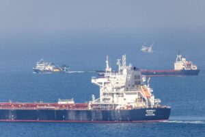 Cargo ship Despina V, carrying Ukrainian grain, is seen in the Black Sea off Kilyos near Istanbul
