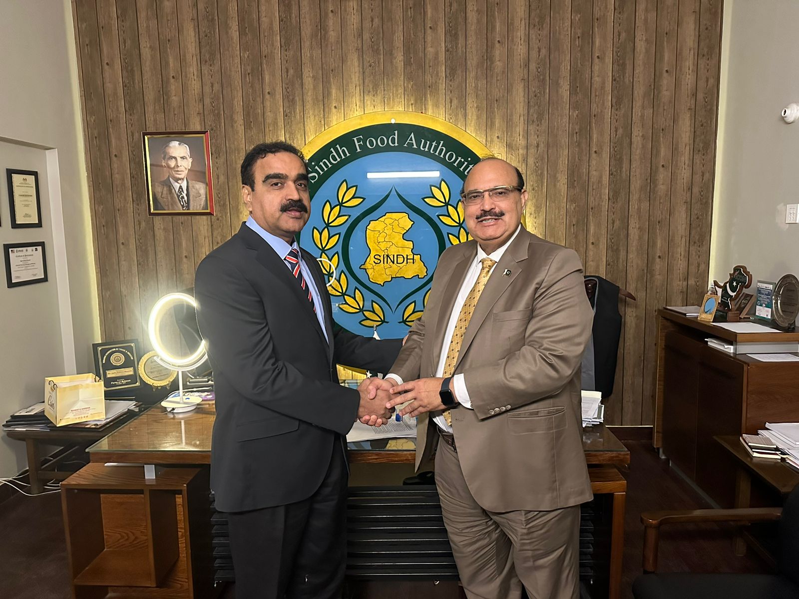 Kaukab Iqbal met with Agha Fakhar Director General Sindh Food Authority at SFA office.