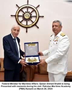 Federal Minister Maritime Affairs Qaiser Ahmed Sheikh addressing mediapersons at KPT featured