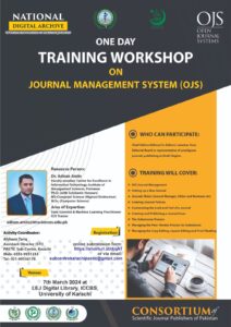 ONE DAY TRAINING ACTIVITY ON OPEN JOURNAL MANAGEMENT SYSTEM FOR SINDH REGION ON 7Th MARCH 2024 AT ICCBS UNIVERSITY OF KARACHI