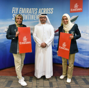 Mohammed Alhashmi Emirates VP for Pakistan presenting tickets to Syed Da...