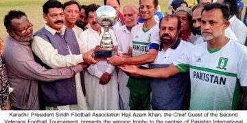 PAKISTAN INTERNATIONAL VETERANS TRIUMPH INSECOND KARACHI VETERANS FOOTBALL TOURNAMENT.