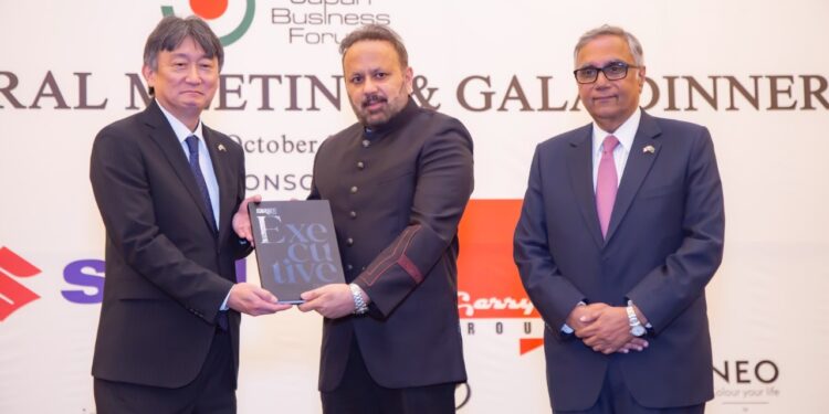 Mr. Ahmed H. Kapadia presents his book “Executive Doodles”, Pakistan’s first-ever book on Marketing and Advertising, to His Excellency Hattori Masaru, Japanese C.G in Karachi.