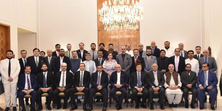 Dr. Mirza Ikhtiar Baig with Asif Ali Zardari President of Pakistan at FPCCI Excellence Award ceremony.