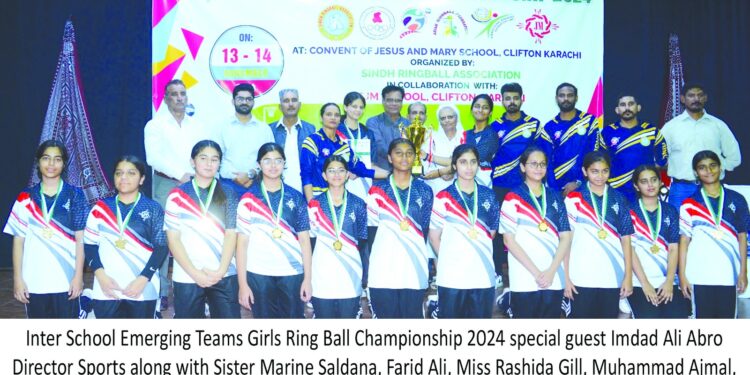 Inter School Emerging Teams Girls Ring Ball Championship 2024Trophy named after Convent of Jesus and Mary School Clifton.