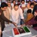 Sharjeel cuts cake to celebrate 57th Foundation Day of PPP