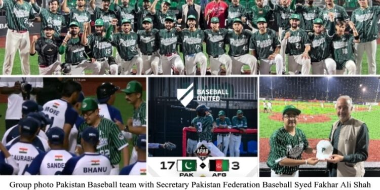 Team Pakistan Secures 4th Consecutive Win in United Baseball Arab Classic, defeated Afghanistan by 17-3 Eyes on Championship Trophy.