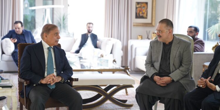 Prime Minister Shahbaz Sharif visited the residence of Sharjeel Inam Memon.