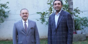 Pakistan Peoples Party Chairman Bilawal Bhutto Zardari, mat with Sharjeel inam Memon at Bilawal House.