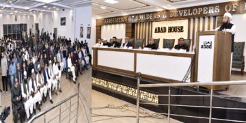 Renowned religious scholar Maulana Tariq Jamil addressing the event held during his visit to Abad House,