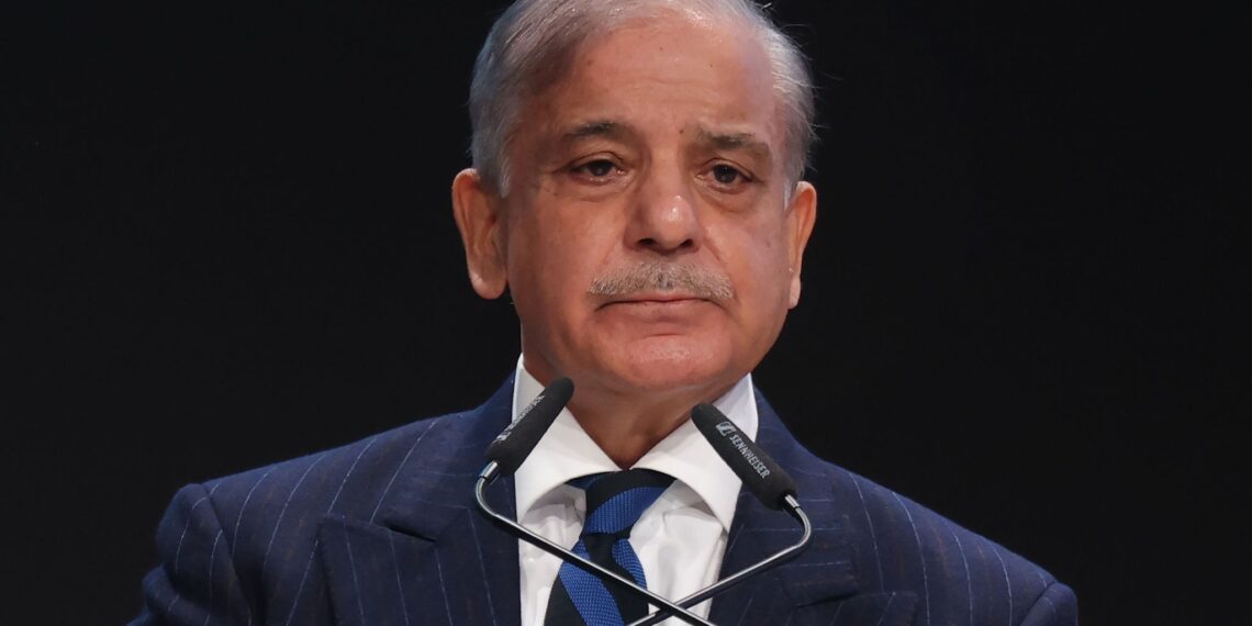 BAKU, AZERBAIJAN - NOVEMBER 13: Pakistani Prime Minister Shehbaz Sharif delivers a national statement during the high level segment on day three of the UNFCCC COP29 Climate Conference at Baku Stadium on November 13, 2024 in Baku, Azerbaijan.  The COP29, which is running from November 11 through 22, is bringing together stakeholders, including international heads of state and other leaders, scientists, environmentalists, indigenous peoples representatives, activists and others to discuss and agree on the implementation of global measures towards mitigating the effects of climate change. According to the United Nations, countries made no progress over the last year in reducing global emissions from the burning of fossil fuels. (Photo by Sean Gallup/Getty Images)