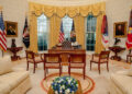 President Trump’s Oval Office – Version 2.0 takes up redecorated outlook to welcome Trump back to the White House