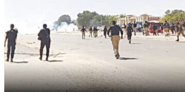 The Jamshoro police on Tuesday baton-charged and lobbed teargas shells to disperse the students
