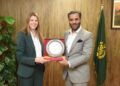 Syed Mustafa Kamal the Federal Minister for Health Services in Pakistan with British High Commissioner Jane Marriott.