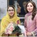 Sharmila Farooqi presents a bouquet of flowers to President PPP Women’s Wing Sindh Faryal Talpur on her birthday. 