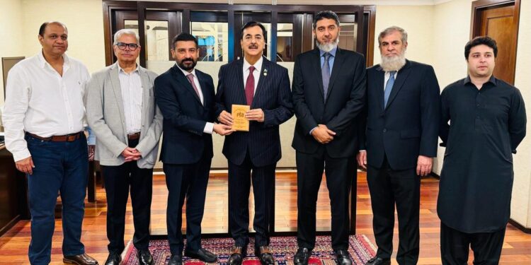 Dr . Danish Aman ( Chairman Pakistan Tanners Association SZ ) meets Chairman Senate Mr . Yousuf Raza Gillani