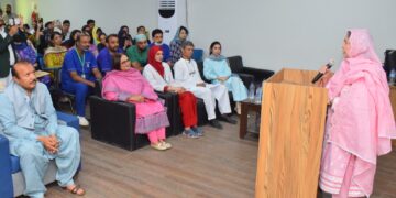 Ms. Sadia Rashid, President – HFP and Chancellor of Hamdard University  is addressing