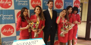 The first flight of Malaysia’s budget airline AirAsia X arrived in Karachi late last night,