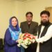 Mrs. Irum Tanweer was graced with bouquet of flowers by the officers of Press Information Department