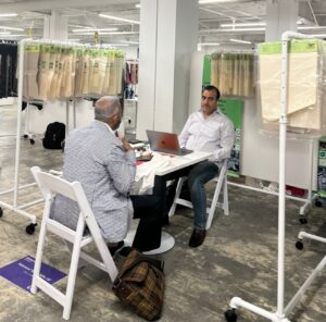 Buyer meeting with Mahmood Textile at Texworld LA 2025.