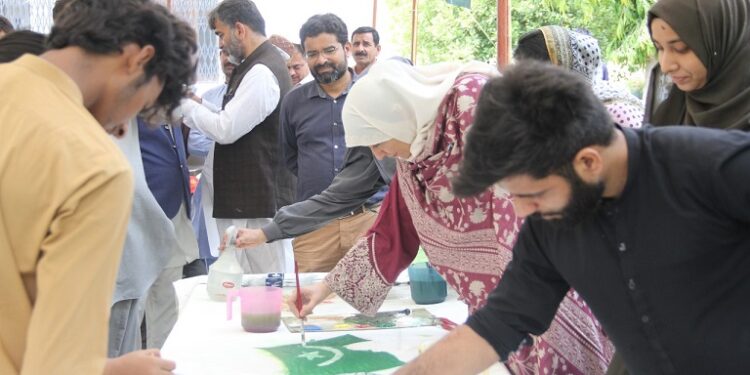 TWO-WEEK INDEPENDENCE DAY & BUNYAN-UL-MARSOOS, MARKA- E-HAQ CELEBRATIONS BEGIN AT SABS UNIVERSITY JAMSHORO, 16 FEET LONG PAITING REMAINED THE CENTER OF ATTENTION.