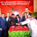 Governor Sindh Kamran Khan Tessori, Ambassador of Morocco Mohamed Karmoune, Hon. Consul General Ishtiaq Baig, cutting the cake