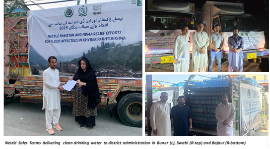 Nestlé Pakistan supports NDMA with 300,000 liters of clean drinking water for flood affected vulnerable communities