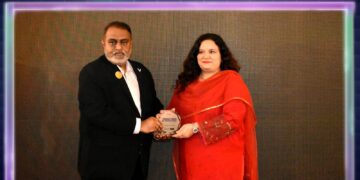 Farah Sadiq Khan was honored with a token of appreciation on behalf of Digitech Transformation for her valuable participation in the Job Fair 2025 and Vision 2025 initiative.