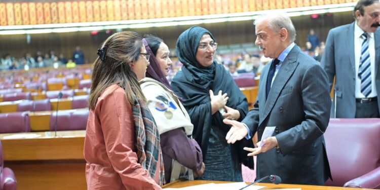 Prime Minister interacts with the MNAs during the National Assembly session.