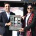 Chairman of the Pakistan Peoples Party, Bilawal Bhutto Zardari, is presenting a souvenir to the Chief of the Defence Forces, Field Marshal Syed Asim Munir,