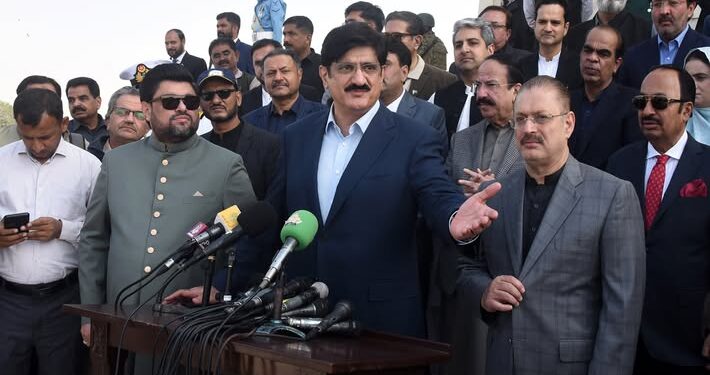 Sindh Chief Minister Syed Murad Ali Shah addresses the media