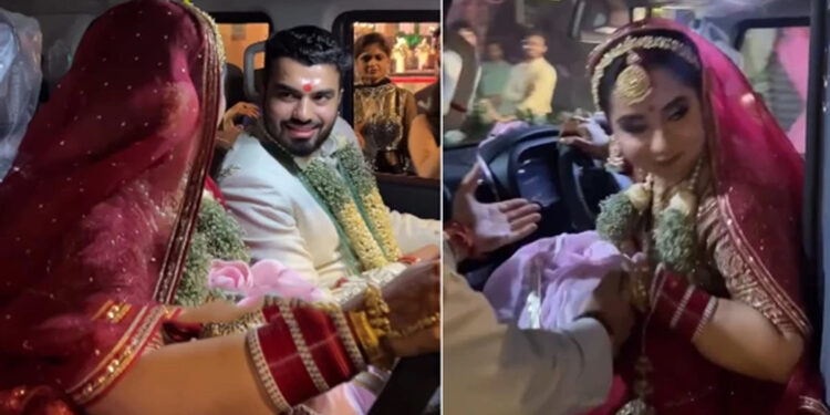 Driving in a wedding lehenga while the bride is leaving, video goes viral.