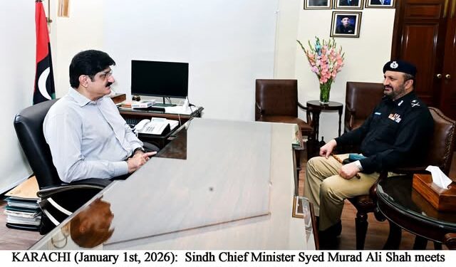 Sindh Chief Minister Syed Murad Ali Shah meets newly appointed Inspector General of Police Sindh, Javed Alam Odho,