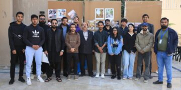 Group photo of Professor Rehmat Khan with students at the University of Greenwich’s