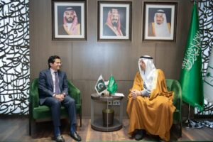 Federal Minister for Petroleum Ali Pervaiz Malik in meeting with Engr. Khalid Al-Falih, Minister of Investment of Saudi Arabia,