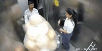 Explosion due to balloon bursting in elevator, video surfaced.