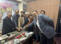 Deputy Mayor Karachi Salman Abdullah Murad and Sindh Government Spokesperson Sukhdev Assardas Hemnani Cut Cake at ABN News 3rd Anniversary